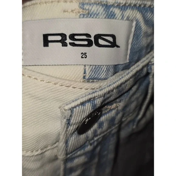 RSQ Two Tone Jeans Womens Size 25 White Blue Denim Straight Leg Casual - Picture 5 of 6